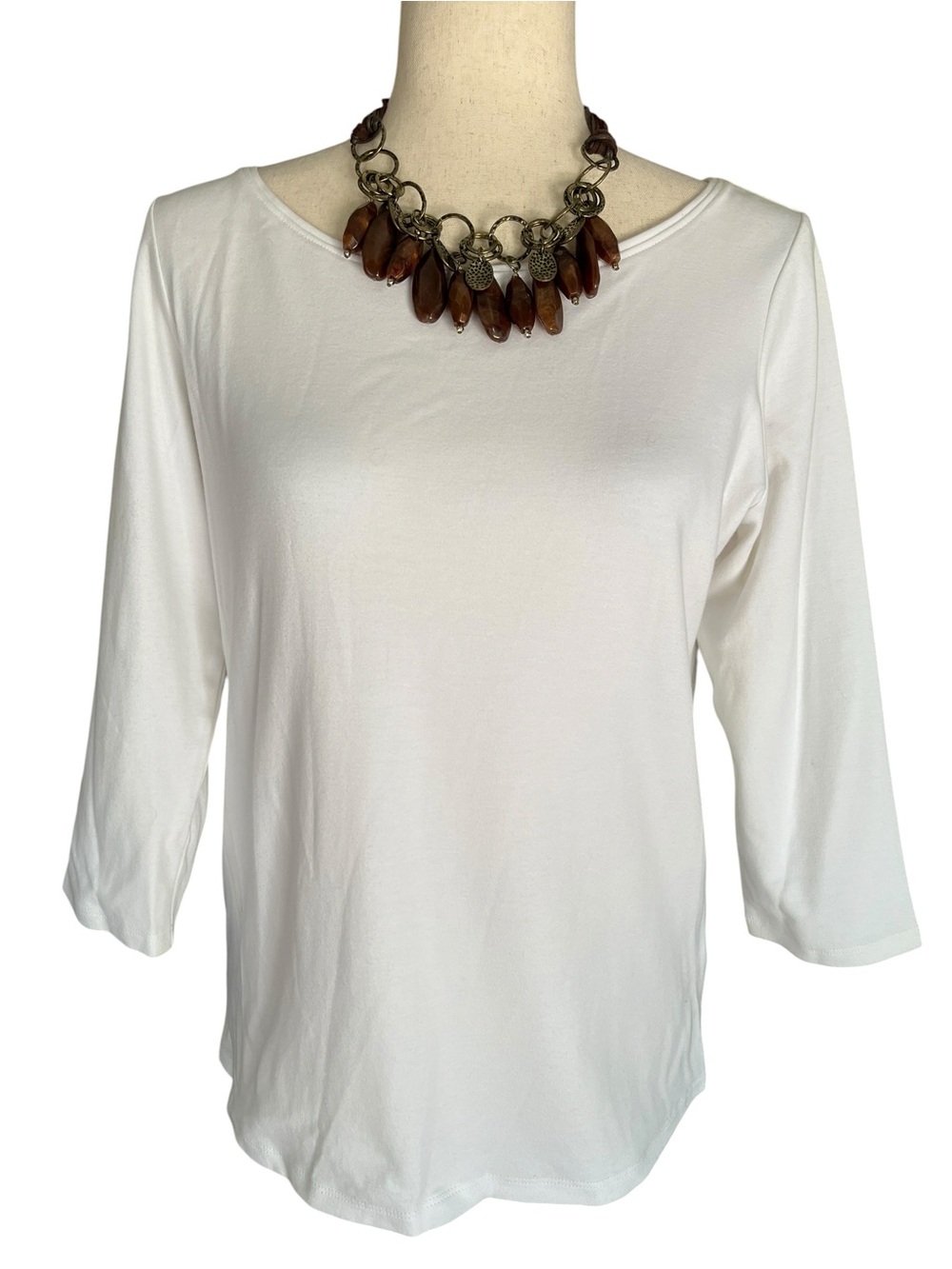 Eileen Fisher White Scoop Neck Cotton Top